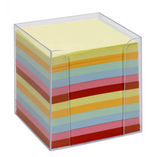 Notizzettelbox klar gefllt mit 700 Blatt farbig