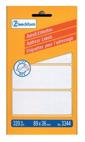 Adressetiketten ZW 3344 89x36mm weiß 320 St/Pg Adressetiketten ZW 3344 89x36mm weiß 320 St/Pg