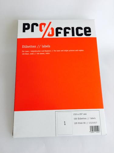 Etiketten Pro Office  A4 210 x 297 mm, wei 100 St/Pg