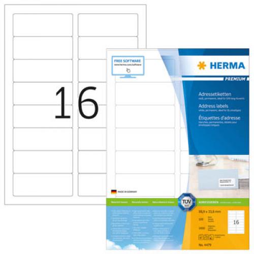 Etiketten Herma 4479 weiß 88,9x33,8 1.600 St/Pg Etiketten Herma 4479 weiß 88,9x33,8 1.600 St/Pg