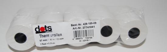 Thermorollen dots 57mm/ 14m/12mm wei 5 St/Pg