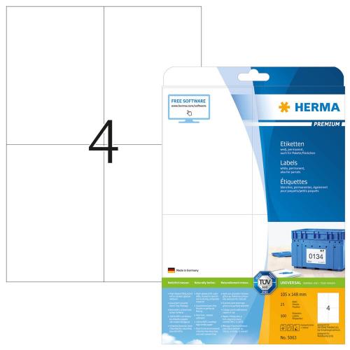 Etiketten Herma 5063 weiß 105 x 148mm 25 Bl/Pg Etiketten Herma 5063 weiß 105 x 148mm 25 Bl/Pg