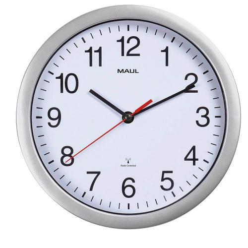 Maul Funkwanduhr rund silber 25,2 cm Kunststoff Maul Funkwanduhr rund silber 25,2 cm Kunststoff